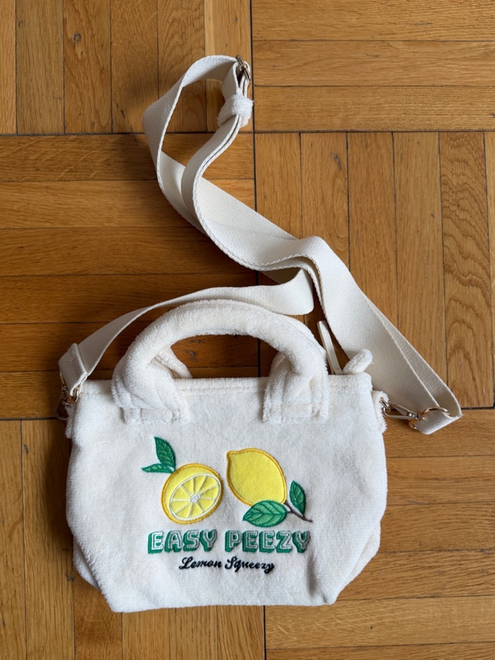 Easy Peezy Lemon Squeezy White Crossbody Tote